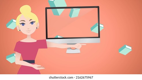 Image of woman talking over book and computer icons. national mentoring month and celebration concept digitally generated image. - Powered by Shutterstock