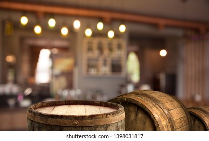 image of wooden table in front of abstract blurred background of resturant lights - Shutterstock ID 1398031817