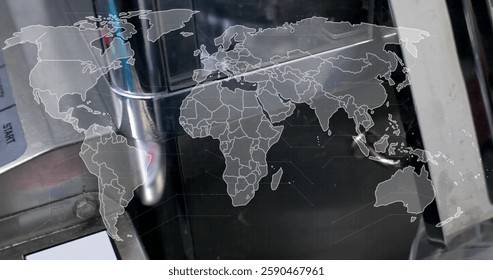 Image of world map over buttons. global medicine and digital interface concept digitally generated image.