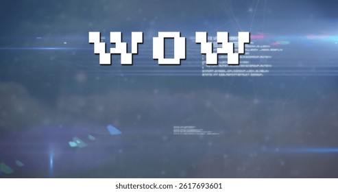 Image of wow text over data processing and sky with clouds. global social media, data processing and digital interface concept digitally generated image. - Powered by Shutterstock - Get 15% off with code: PIKWIZARD15