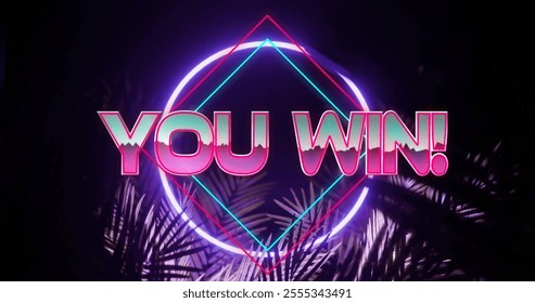 Image of you win text over neon pattern background. Global image game, digital interface, communication, computing and data processing concept digitally generated image. - Powered by Shutterstock - Get 15% off with code: PIKWIZARD15