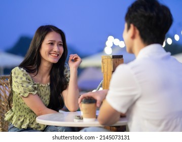 Image Of Young Asian Couple Dating At Coffee Shop
