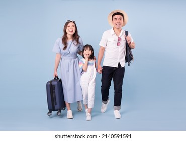 Image Of Young Asian Family Travel Concept Background