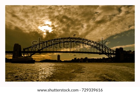 Similar – Happy woman looking at camera with Harbor Bridge in the background, in Sydney city, Australia.