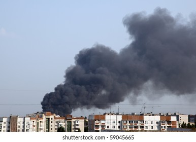 Images Of Smoke From A Fire In The City.