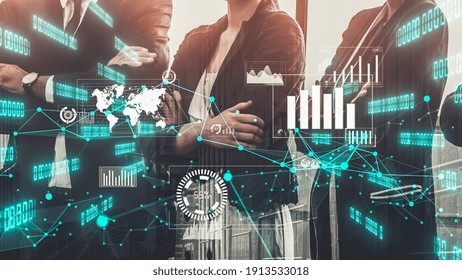 Imaginative Visual Of Business People And Financial Firms Staff . Concept Of Human Resources , Enterprise Resource Planning ERP And Digital Technology .