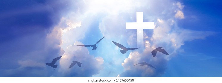 Imagine Christian Cross That Illuminates Beautiful Stock Photo 