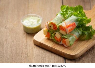 Imitation Crab Stick Fresh Vegetable Salad Rolls.