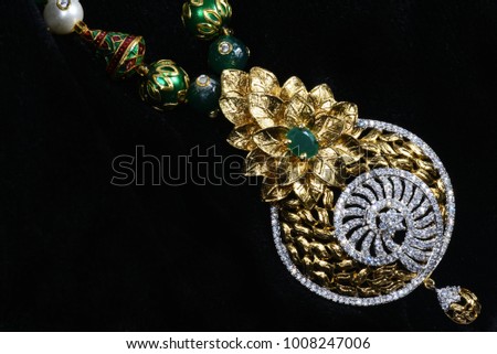 Imitation Jewellery - Closeup image of Fancy Necklace for woman  with black background 