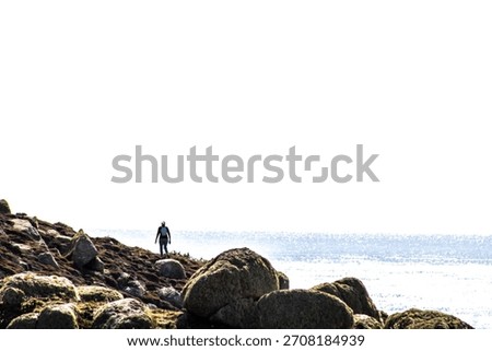 Immense land and endless ocean with the tiny figure of humanity, H. sapiens, so small, yet, so able to change others' life in good and in bad, able to drastically change the world.