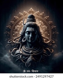 Immerse yourself in the divine aura of Lord Shiva with this captivating artwork.