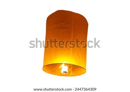 Image, Stock Photo Illuminated sky lantern floating in the night sky