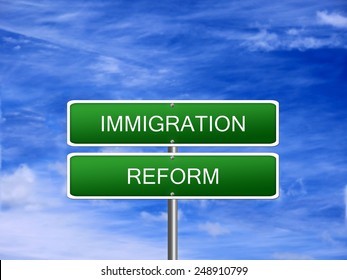 Immigration Reform Law Crisis Foreign Refugees Sign.