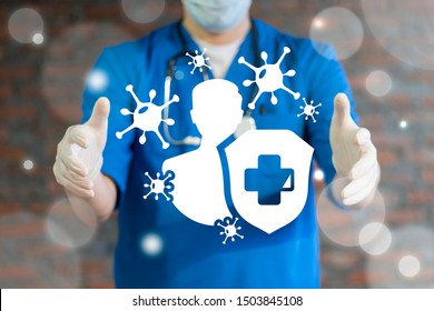 Immune system medical concept. Human immunity health safety. New strain B.1.1.529 Omicron. - Shutterstock ID 1503845108
