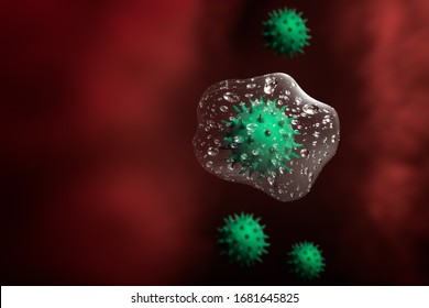 Immune White Blood Cell Removing A Virus Inside The Human Body