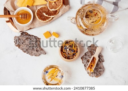 Immunity-boosting concept - herbal elixir for wellness organic mountain blend - wellness ritual - alpine herbal tea for mindful living.