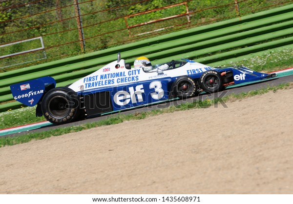 Imola, 27 April 2019:\
Historic 1976 F1 Tyrrell P34 ex Ronnie Peterson driven by Pierluigi\
Martini in action during Minardi Historic Day 2019 at Imola Circuit\
in Italy.