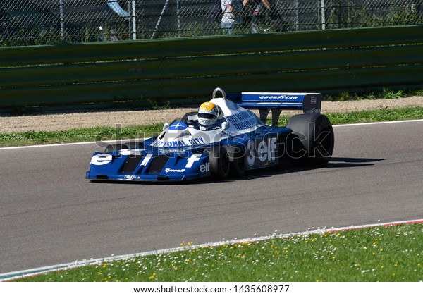 Imola, 27 April 2019:\
Historic 1976 F1 Tyrrell P34 ex Ronnie Peterson driven by Pierluigi\
Martini in action during Minardi Historic Day 2019 at Imola Circuit\
in Italy.