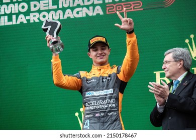 Imola, Italy. 22-24 April 2022. Formula1 World Championship. Grand Prix Of Made In Italy And Emilia-Romagna. Lando Norris, Mclaren, Third On The Podium.