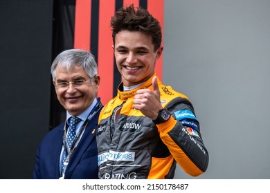 Imola, Italy. 22-24 April 2022. Formula1 World Championship. Grand Prix Of Made In Italy And Emilia-Romagna. Lando Norris, Mclaren, Third On The Podium.