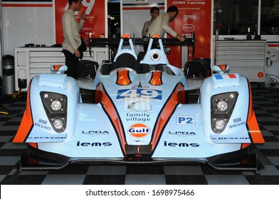 Imola, Italy 3 July 2011: OAK Pescarolo Judd LMP2 Prototype Of Team OAK Racing Driven By Alexandre Prémat And Pierre Nicolet In Action During Race 6H ILMC At Imola Circuit.