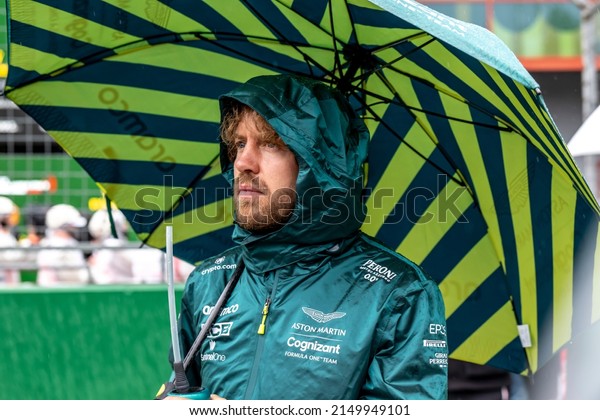 IMOLA, ITALY - April 24, 2022: Sebastian\
Vettel, from Germany competes for the Aston Martin F1 Team at round\
04 of the 2022 FIA Formula 1\
championship.
