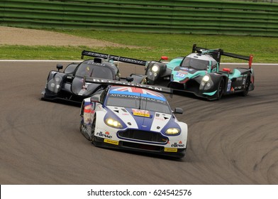 Imola, Italy May 13, 2016: Aston Martin V8 Vantage, Driven By Andrew Howard (GBR), Darren Turner (GBR), Alex MacDowall (GBR), In Action During The European Le Mans Series - 4 Hours - Imola, Italy.