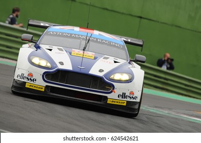 Imola, Italy May 13, 2016: Aston Martin V8 Vantage, Driven By Andrew Howard (GBR), Darren Turner (GBR), Alex MacDowall (GBR), In Action During The European Le Mans Series - 4 Hours - Imola, Italy.