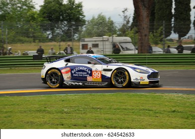 Imola, Italy May 13, 2016: Aston Martin V8 Vantage, Driven By Andrew Howard (GBR), Darren Turner (GBR), Alex MacDowall (GBR), In Action During The European Le Mans Series - 4 Hours - Imola, Italy.