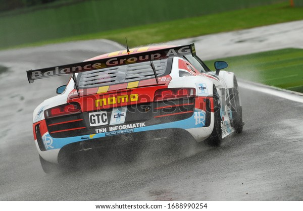 Imola, Italy May 17, 2013: Audi R8 LMS ultra GTC\
MOMO Megatron DF1, driven by Andrea Rizzoli / Stefano Gai / Lorenzo\
Casé, in action during the European Le Mans Series - 3 Hours -\
Imola, Italy