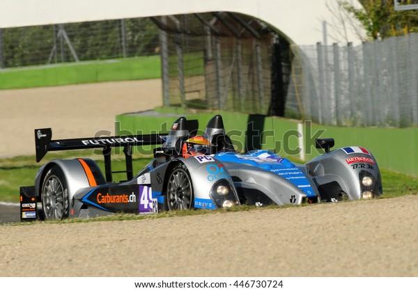 Imola,\
Italy May 17, 2013: Le Mans Prototype Oreca 09 of Team Endurance\
Challenge, driven by P. CHATIN / G. HIRSCH, in action during the\
European Le Mans Series - 3 Hours - Imola, Italy\
