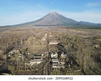 the impact of the eruption of the volcanic ash cloud of Mount Semeru in East Java, Indonesia