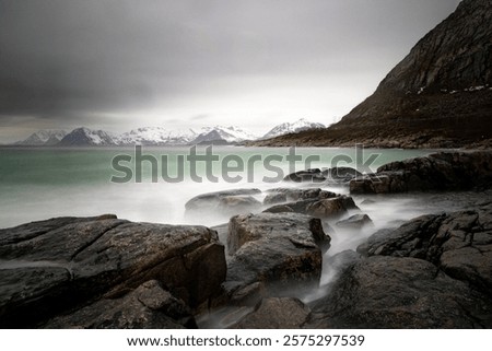 Similar – Image, Stock Photo the surf foams, roars and swells as seen from above