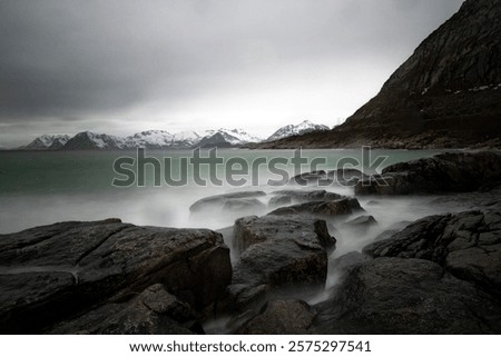 Similar – Image, Stock Photo the surf foams, roars and swells as seen from above