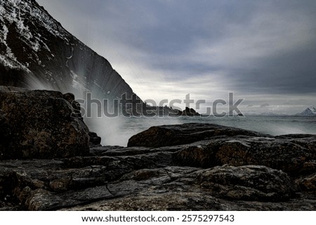 Similar – Image, Stock Photo the surf foams, roars and swells as seen from above
