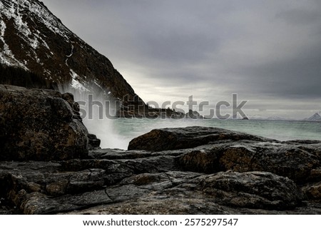Similar – Image, Stock Photo the surf foams, roars and swells as seen from above
