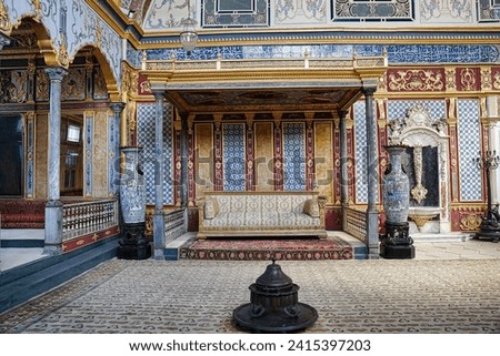 Imperial Audience Chamber hall of the Ottoman sultans inside the Harem in the Topkapi Palace in Istanbul,Turkey
