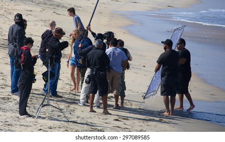 IMPERIAL BEACH, CALIFORNIA - June 3, 2015: Actress Lia Marie Johnson And A Film Crew Filming At Imperial Beach Outside San Diego For The Movie Ruta Madre. 