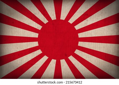 The Imperial Japanese Army flag pattern on the fabric texture ,retro vintage style