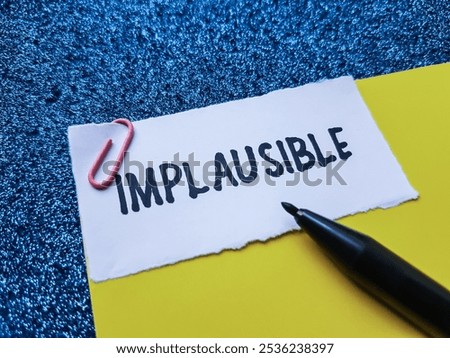 Implausible writting on blue background.