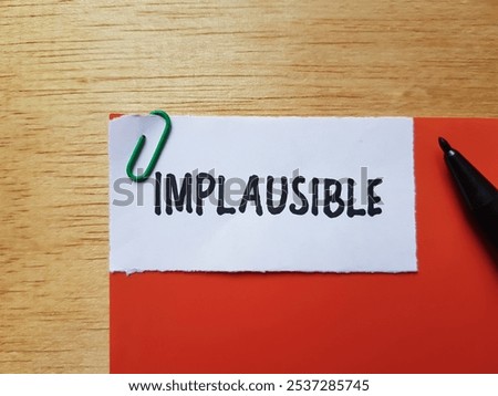 Implausible writting on table background.