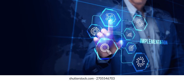 IMPLEMENTATION, web technology concept. Business, Technology, Internet and network concept.