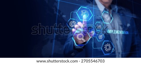 IMPLEMENTATION, web technology concept. Business, Technology, Internet and network concept.