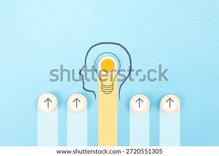 Implementing complex idea and innovation, opportunity by skill progress, knowledge, mind with light bulb, education upskillig, targeting goal, achievement, vision ambition business