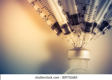 The Implication Is That The Shortage Of Medicines. Syringe With Medicine,close-up Syringe