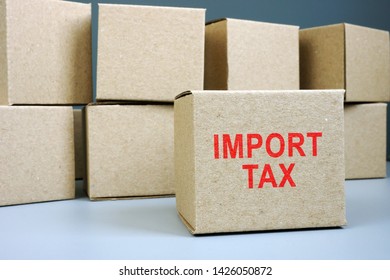 Import Tax Red Stamp On Cardboard Box.