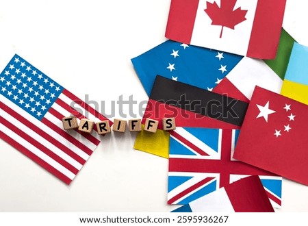 Import Trade Tariffs increase concept with United States of America Flag. Trade wars