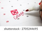Important college application or acceptance date marked on a calendar, symbolizing academic planning and future educational milestones