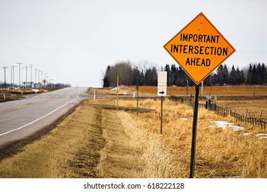 Important intersection ahead sign