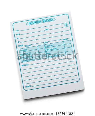 Important Message Note Pad Isolated on White Background.